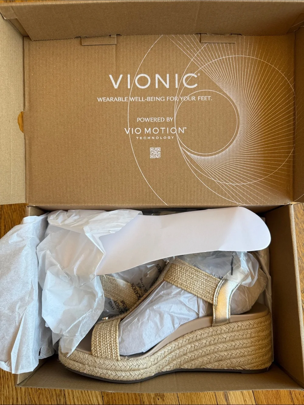 Vionic Neutral Beige Espadrille Wedge Sandals